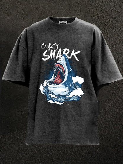 Crazy Shark Vacation Washed Men's T-shirt