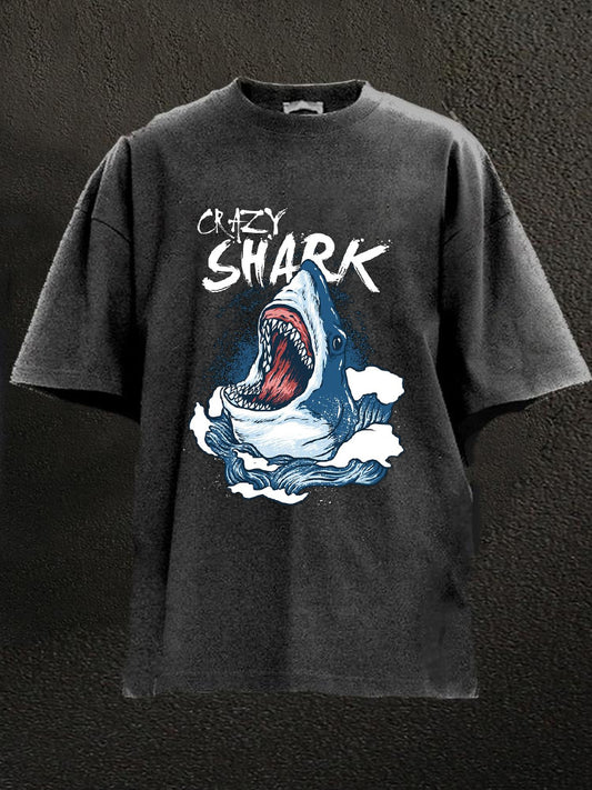 Crazy Shark Vacation Washed Men's T-shirt