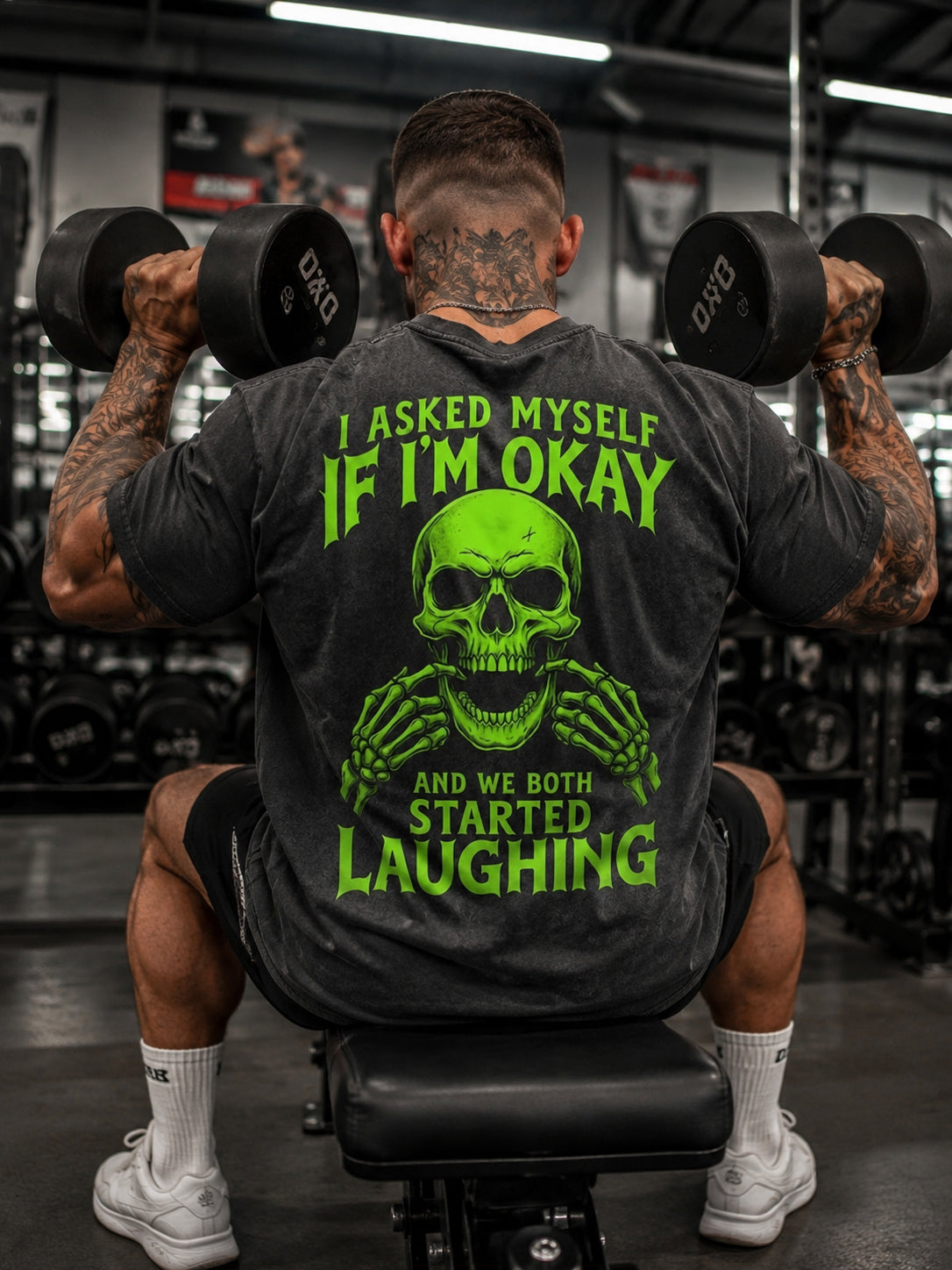 I ASKED MYSELF IF I'M OKAY AND WE BOTH STARTED LAUGHING Washed Men's T-shirt