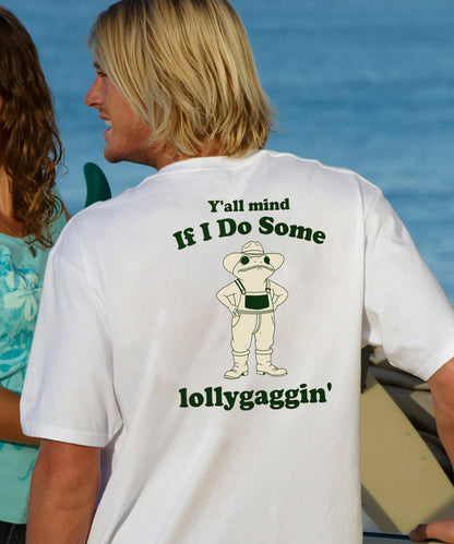 Vacation Cowboy Frog Y'all Mind lf l Do Some Lollygaggin' Men's Cotton T-shirt