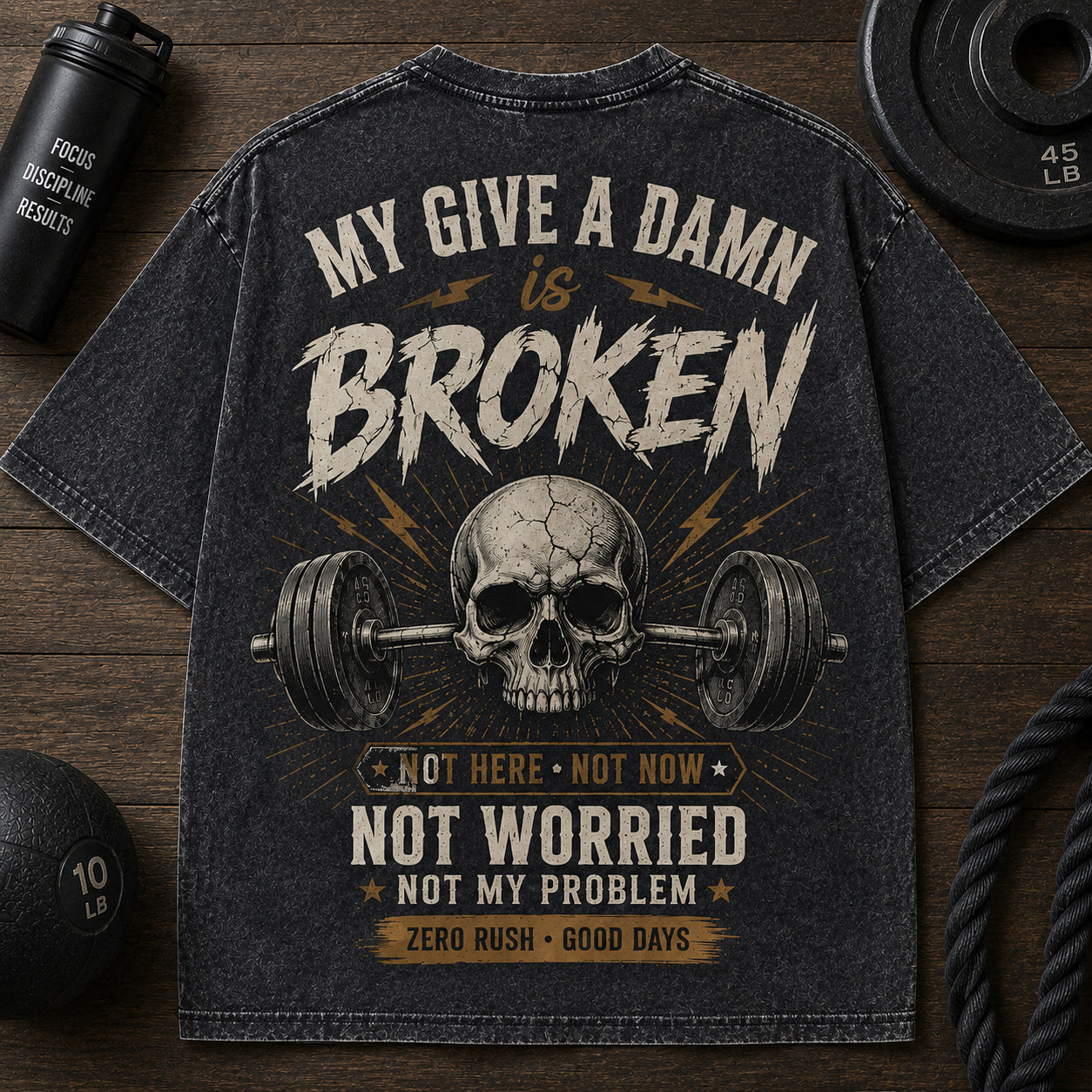 My Give A Damn Is Broken Washed Men's T-shirt
