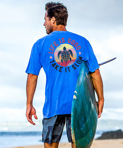 Vacation Life Is Good Take It Slow Men's Cotton T-shirt
