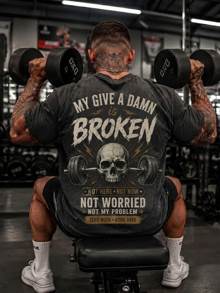 My Give A Damn Is Broken Washed Men's T-shirt