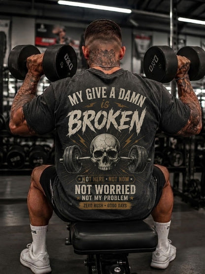 My Give A Damn Is Broken Washed Men's T-shirt