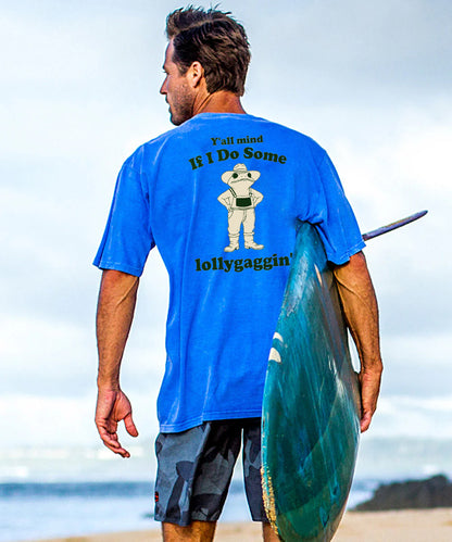 Vacation Cowboy Frog Y'all Mind lf l Do Some Lollygaggin' Men's Cotton T-shirt