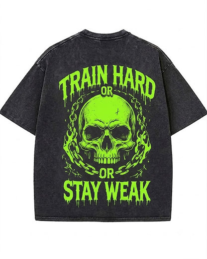 TRAIN HARD OR STAY AWAY Washed Men's T-shirt
