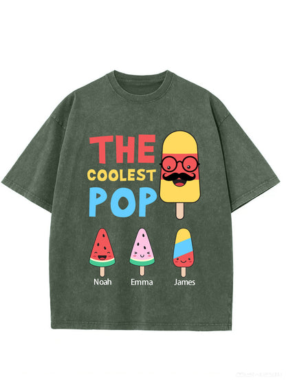 Custom The Coolest Pop Washed Men's Personalized T-shirt