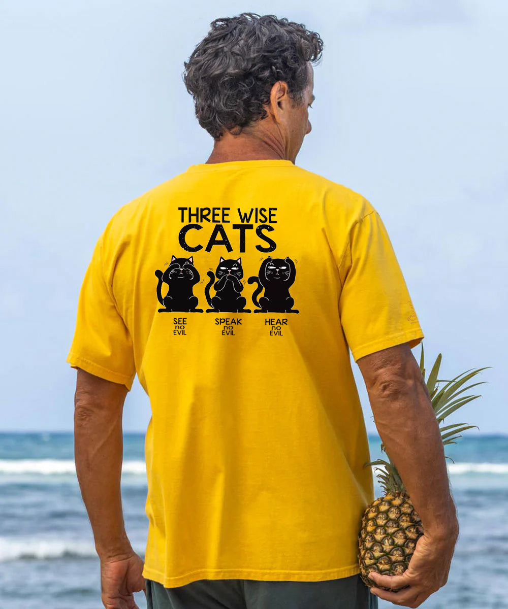 Three Wise Cat Men's Cotton T-shirt
