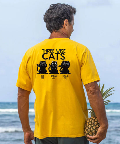 Three Wise Cat Men's Cotton T-shirt