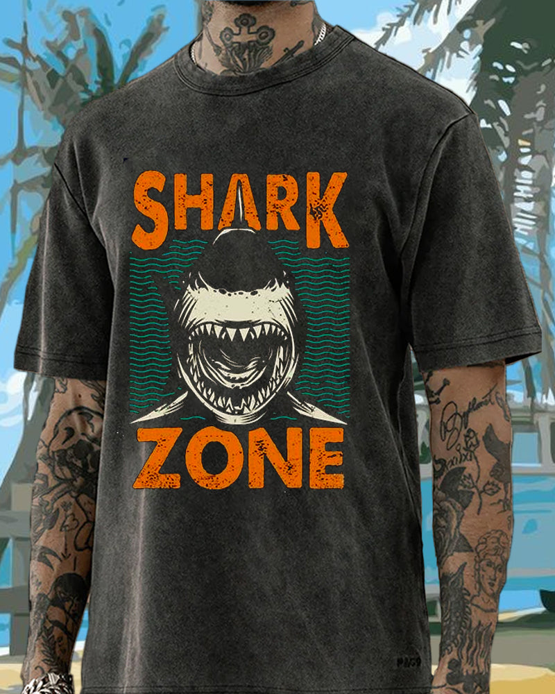 Shark Zone Vacation Washed Men's T-shirt