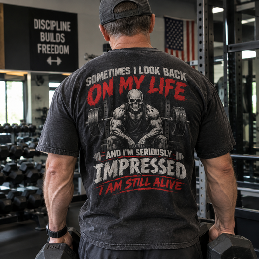 Sometimes I Look Back On My Life Washed Gym Men's T-shirt