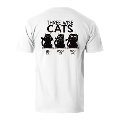 Three Wise Cat Men's Cotton T-shirt