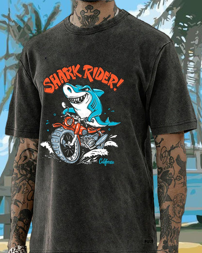 Shark Rider Vacation Washed Men's T-shirt