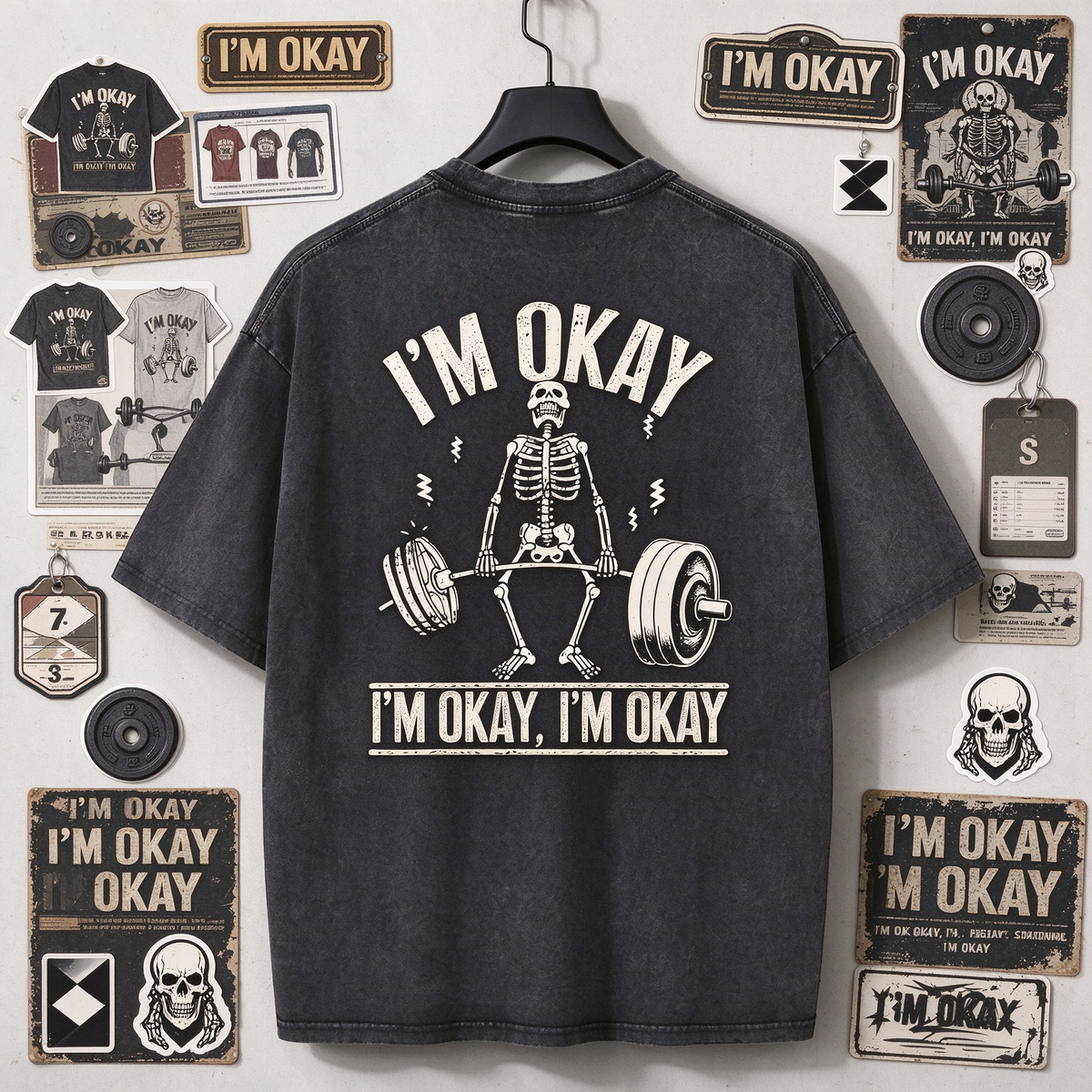 I'M OKAY Washed Gym Men's T-shirt