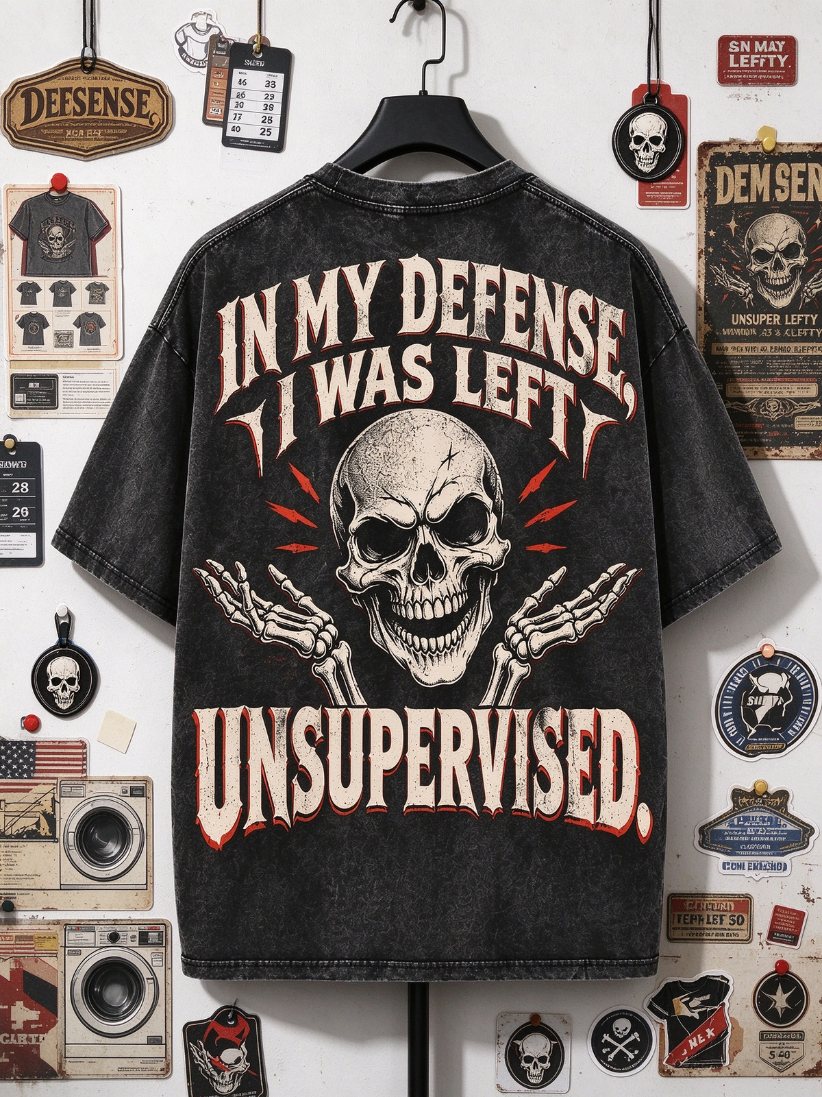 IN MY DEFENSE, I WAS LEFT UNSUPERVISED Washed Gym Men's T-shirt