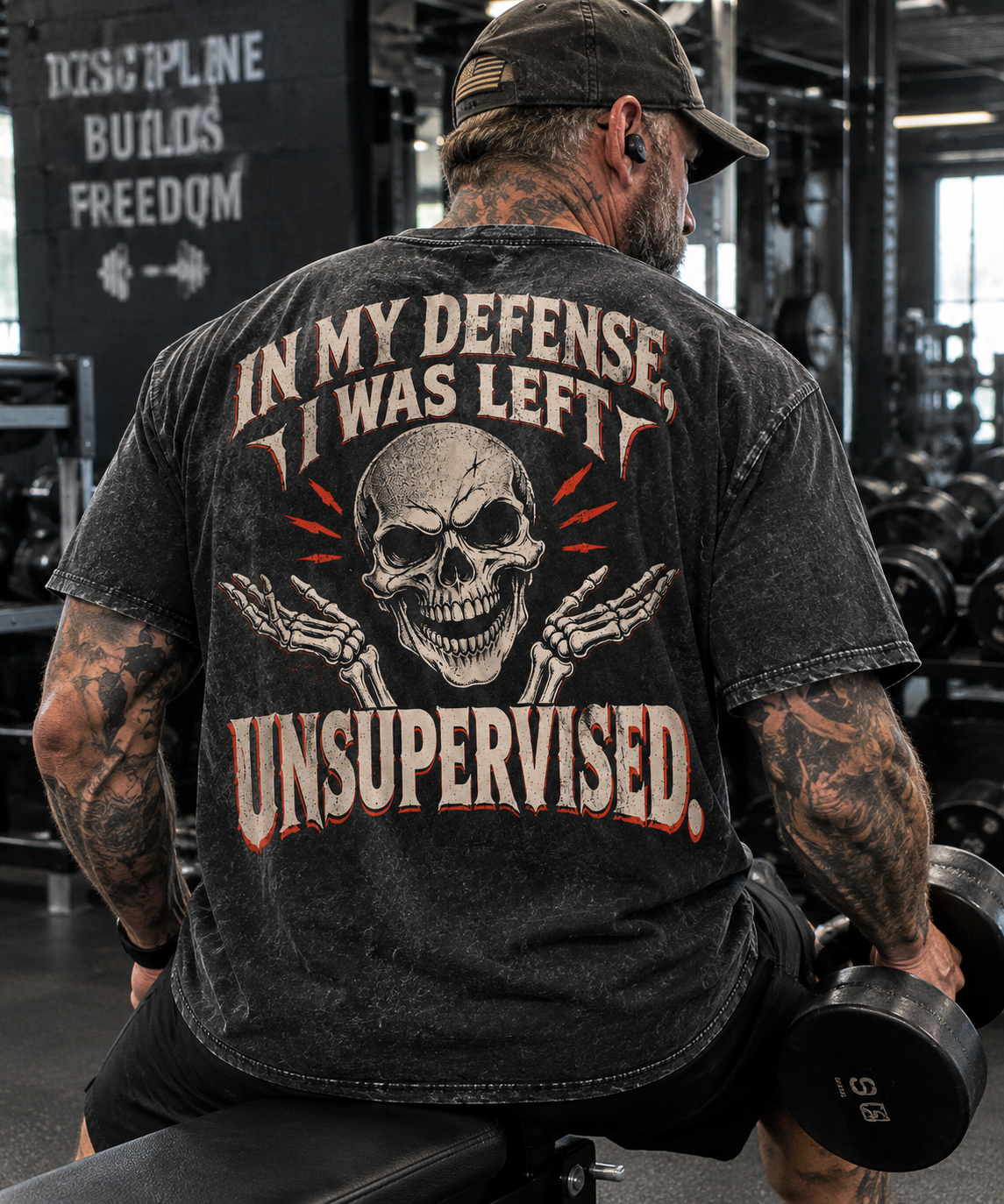 IN MY DEFENSE, I WAS LEFT UNSUPERVISED Washed Gym Men's T-shirt